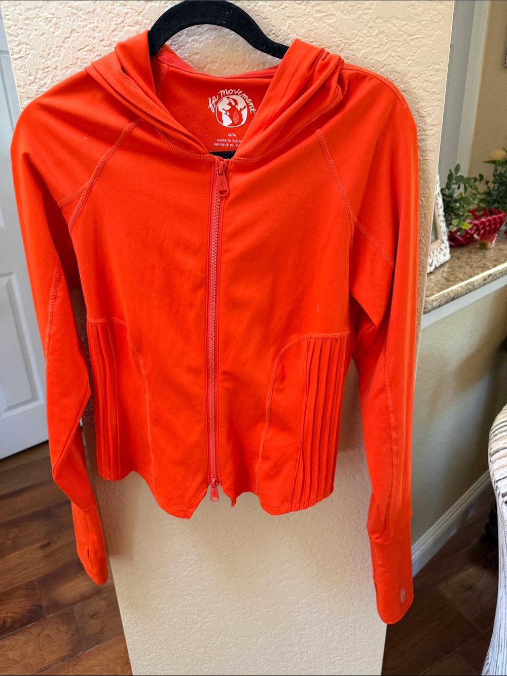Free people, movement Bright Orange Zip-Up Hooded Utility Jacket